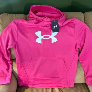 Under Armour Hot Pink Pullover Hoodie with White Logo